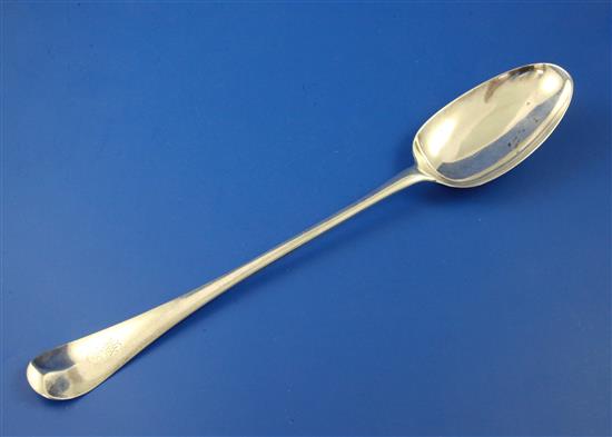 A George II silver Hanovarian pattern hash spoon by James Wilks, 4.5 oz.